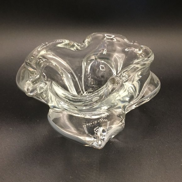Italian Murano Glass Floriform Grey Bowl Ashtray Art Glass Bowl Mid Century Mode - Picture 2 of 5
